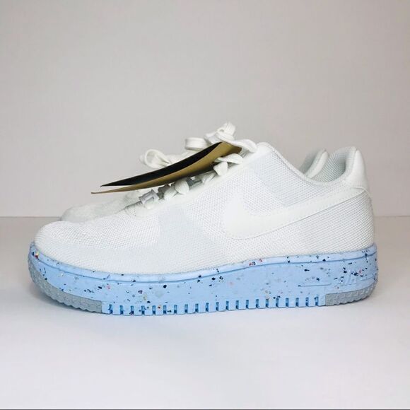 New! Nike Air Force 1 Crater FlyKnit White Blue Women’s Sneakers Shoes - Picture 7 of 15